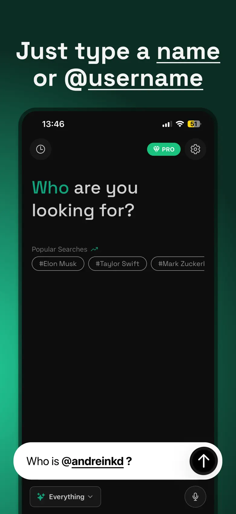 Just type a name or @username