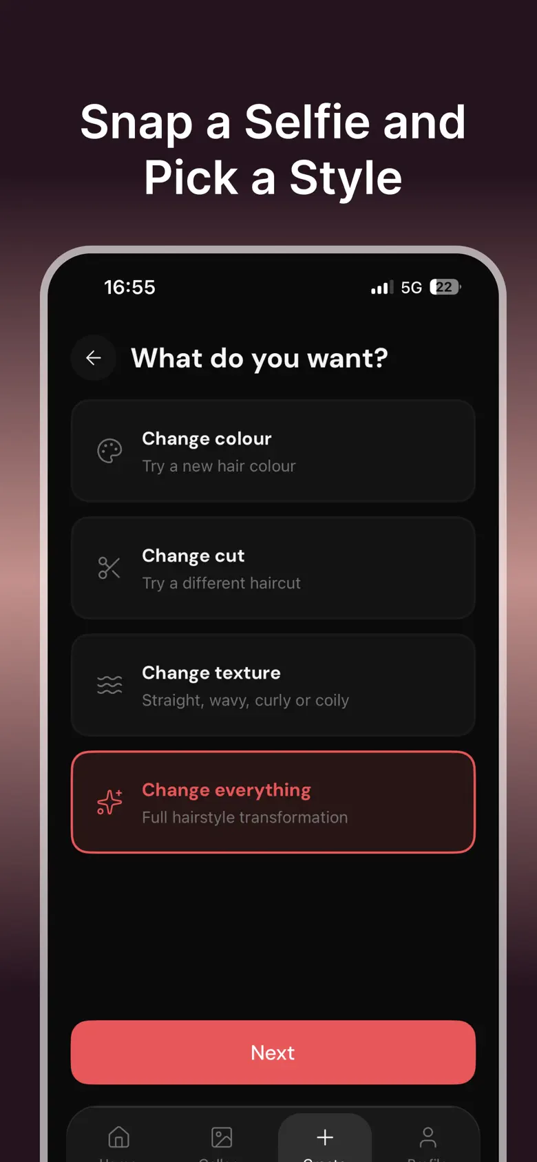 Snap a selfie and pick a style