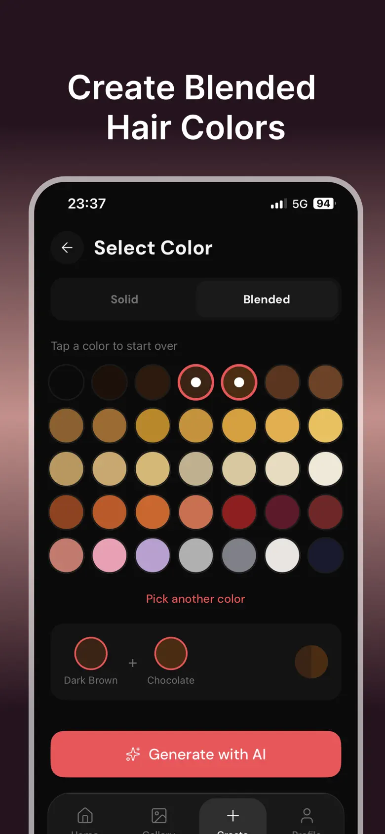 Create blended hair colours
