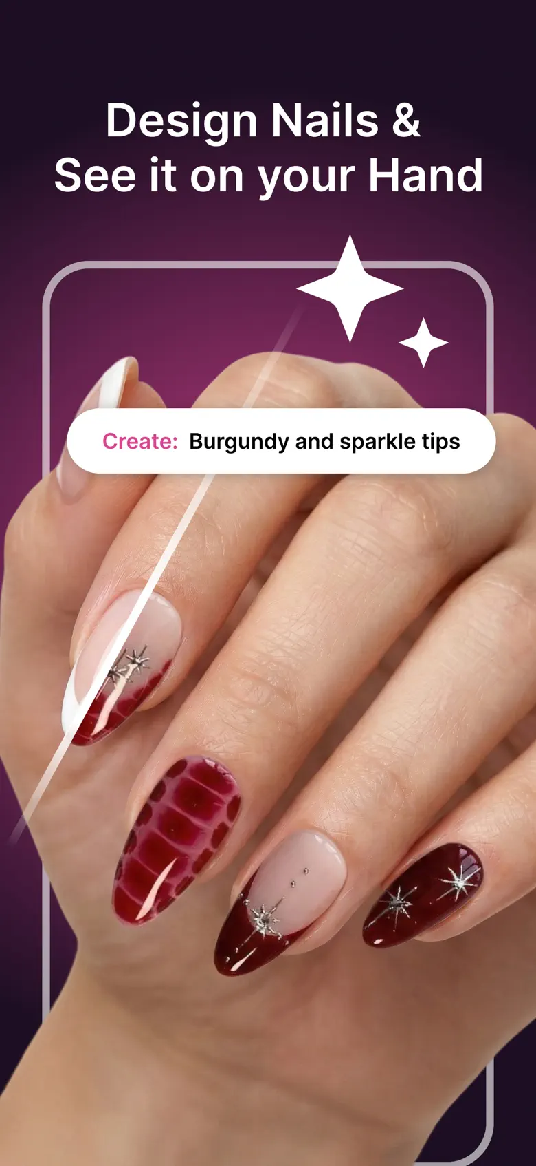 Design nails and see them on your hand