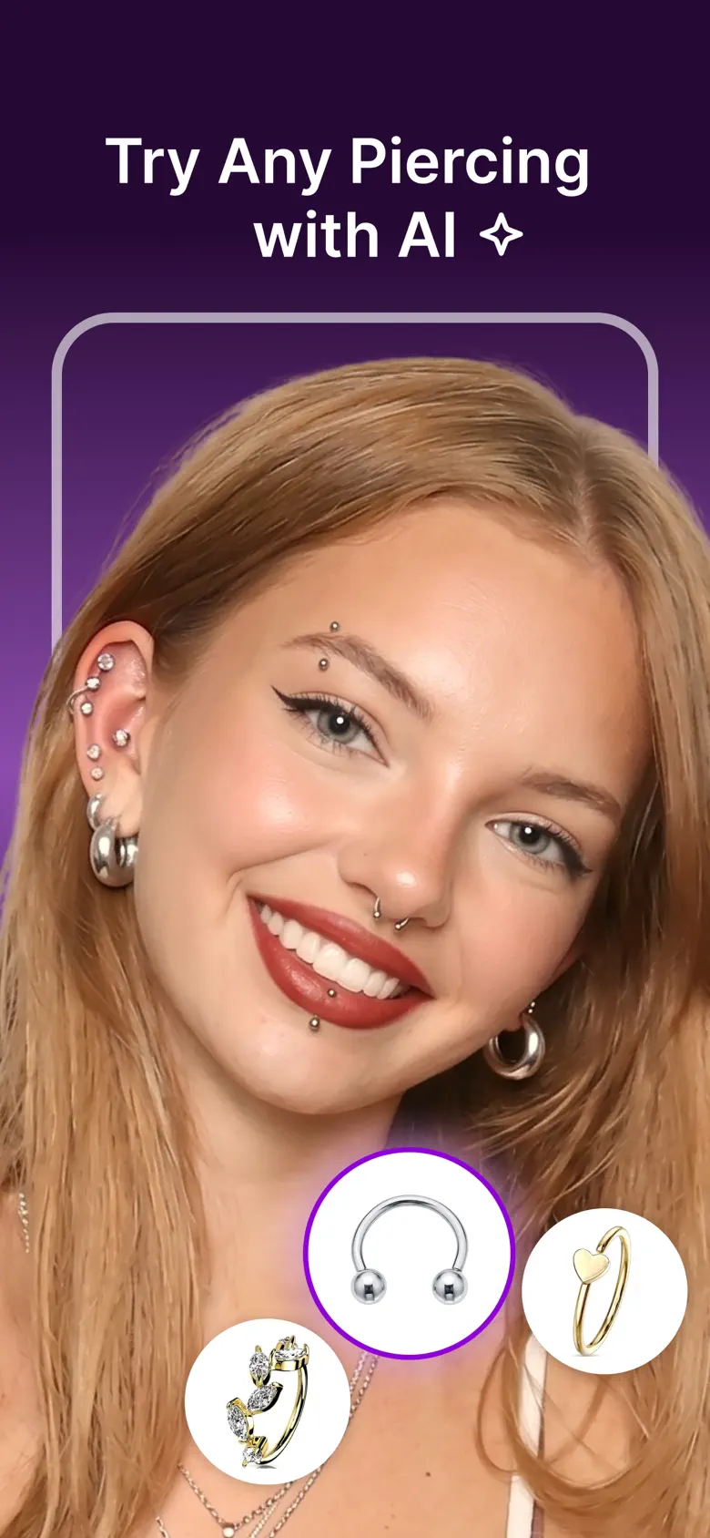 Try any piercing with AI